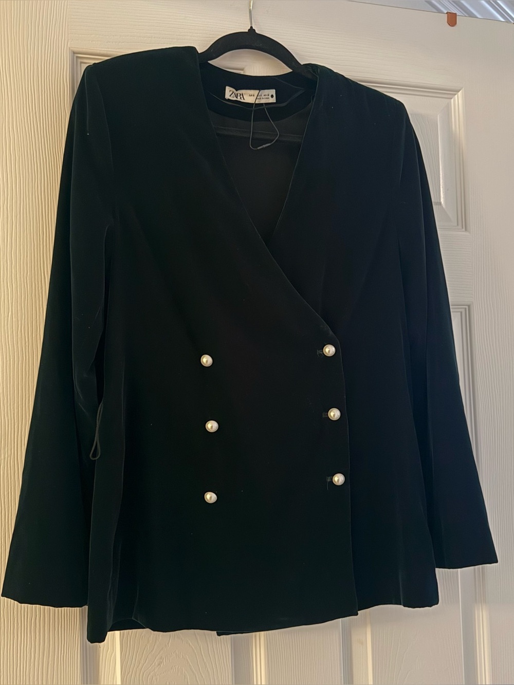 NWOT ZARA Green Velvet Belted Blazer - Picture 7 of 8